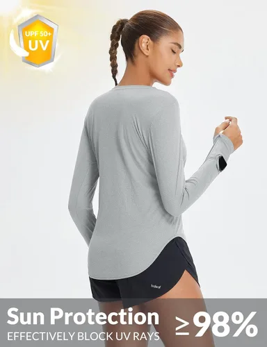 Miniatura 20 de BALEAF - Camisetas de sol de manga larga para mujer, con FPU 50+, para senderismo, ligeras, de secado rápido, protección contra rayos ultravioleta