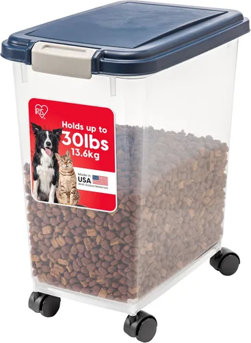 Miniatura 11 de IRIS USA Contenedor hermético de almacenamiento de alimentos para perros, hasta 30 libras, con ruedas, para almacenamiento de alimentos para perros