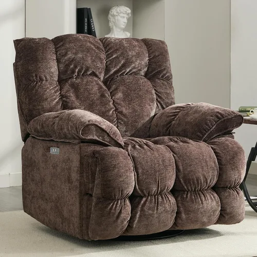 Miniatura 12 de Silla reclinable mecedora extra grande, sillón reclinable con giro eléctrico para sala de estar, reclinables mecedores acolchados extra anchos