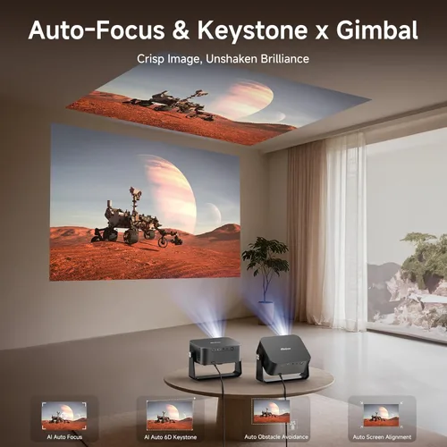 Miniatura 10 de [2000 ANSI/enfoque automático y Keystone/aplicación integrada] Proyector 4K para exteriores con WiFi y Bluetooth, proyector portátil inteligente