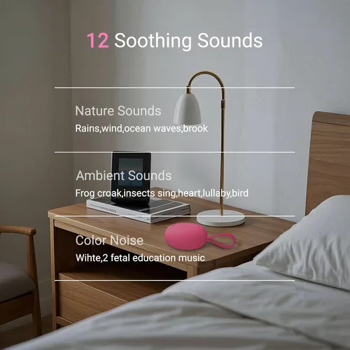Miniatura 2 de Jaroco Máquina de sonido portátil para bebés [ruido blanco para bebés, niños y adultos] [Duerme tranquilo] [12 sonidos relajantes] 15 horas de Rosa