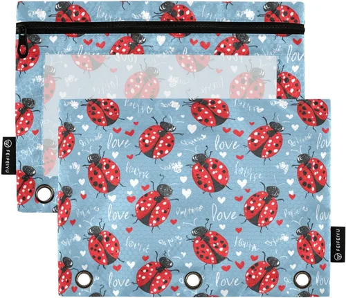 Miniatura 35 de SHJI Bolsas para carpetas, bolsa de lápices de mármol rosa y azul para carpeta de 3 anillas, paquete de 2 bolsas transparentes con cremallera