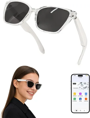 Miniatura 11 de Lentes inteligentes para mujer, con audio de oído abierto, Bluetooth con marco transparente, llamadas manos libres, cómodos de llevar para viajes