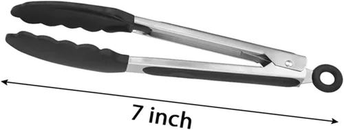 Miniatura 2 de Pinzas para servir, pinzas de cocina resistentes al calor, pinzas de cocina de acero inoxidable de alta calidad con puntas de silicona, pinzas