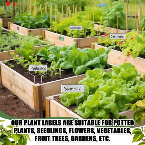 Miniatura 7 de Moxweyeni 60 etiquetas de metal para jardín, etiquetas impermeables para plantas con 2 bolígrafos permanentes, etiquetas reutilizables para plantas