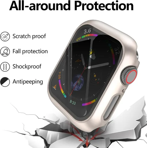 Miniatura 2 de 4 fundas rígidas de policarbonato compatibles con Apple Watch Series 6/5/4/SE de 1.575 pulgadas con protector de pantalla de vidrio, protector
