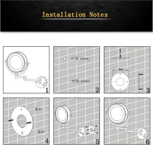 Miniatura 7 de Espejo de maquillaje montado en la pared, espejos de tocador con iluminación LED, rotación de 360 grados, doble cara para baño o dormitorio