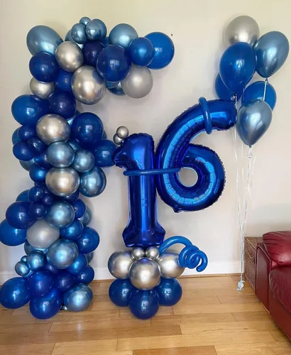 Miniatura 5 de Globos digitales de 40 pulgadas, color azul marino, gigantes, gigantes, gigantes, enormes de aluminio de 16 o 61, globos digitales de Mylar con Azul