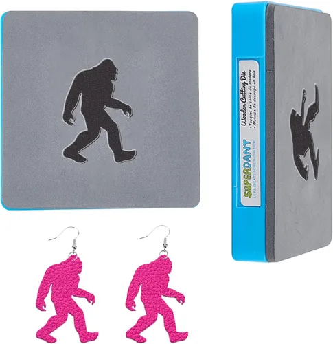 SUPERDANT Sasquatch - Aretes de madera troquelados de cuero, troquelados de cuero, para manualidades, máquina de troquelado, joyería Sasquatch para