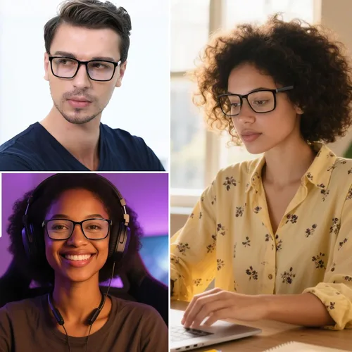 Miniatura 3 de ANDWOOD Gafas de bloqueo de luz azul para hombres y mujeres, filtro de computadora, marco grande, bloqueador de luz azul, antirayos azules, ligeros