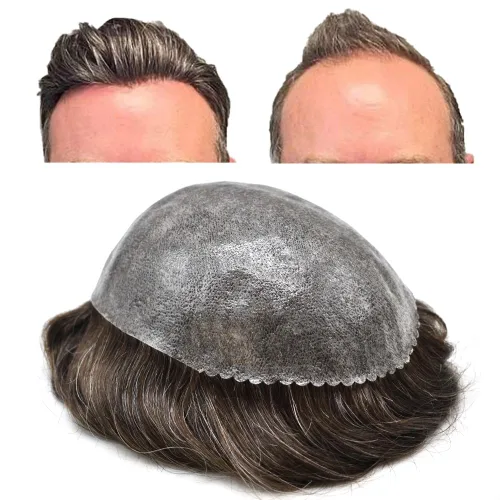 Miniatura 29 de LYRICAL HAIR Toupee for Men Human Hair Replacement System Injected Poly Skin Male Prothesis Durable PU Mens Hairpiece Wig 5"X7" #1 Jet Black 120%