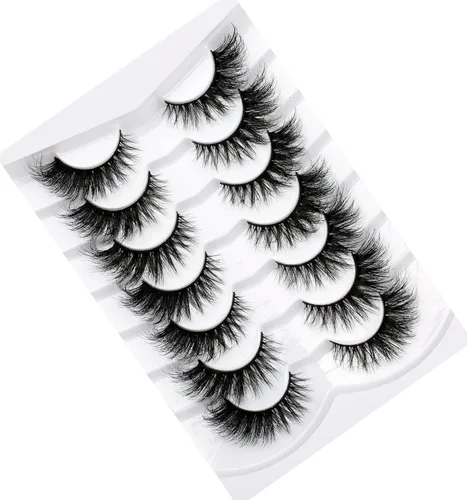 Miniatura 739 de Pooplunch - Pestañas postizas finas de visón sintético, estilo ojo de gato, naturales, cruzadas, tipo racimo, efecto 8D de volumen, tiras