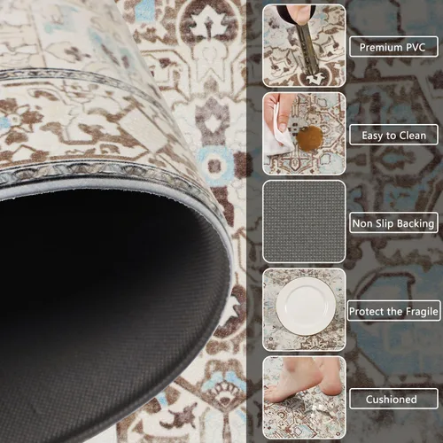 Miniatura 4 de Cekene Juego de 2 alfombras y tapetes acolchados para cocina, antifatiga, tapetes de cocina para piso, tapetes de cocina estilo bohemio de granja