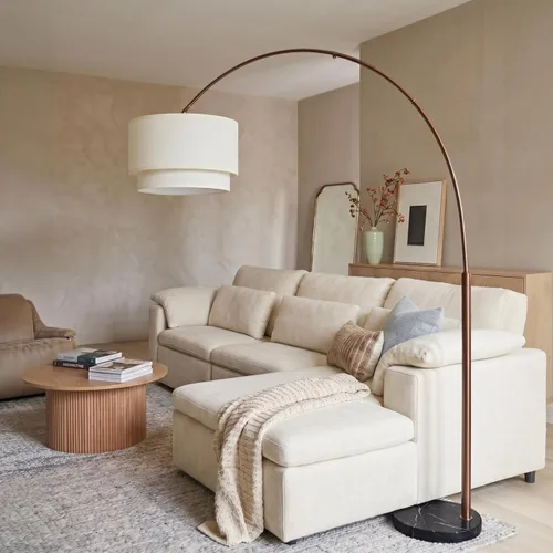 Miniatura 3 de Brightech Mason - Lámpara de pie de arco, lámpara de pie de esquina moderna con pantalla de tambor colgante única para sala de estar - Luz curva