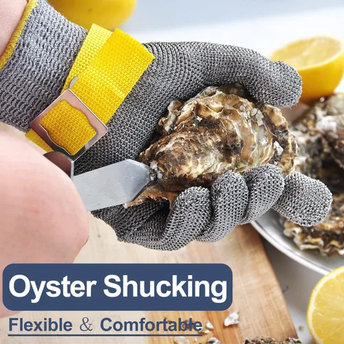 Miniatura 5 de Dowellife ANSI A9 Guante Resistente a los Cortes de Grado Alimenticio, Guante de Malla de Acero Inoxidable para Corte con Cuchillo de Metal