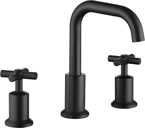 Miniatura 11 de Grifo de baño generalizado de dos manijas, grifos de baño para fregadero de 3 agujeros con drenaje emergente push up, 2 manijas, grifo de fregadero