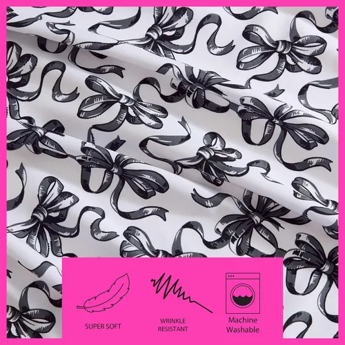 Miniatura 6 de Betsey Johnson - Juego de sábanas de tamaño individual, ropa de cama de microfibra con estampado Nerdy Teddies con sábana bajera de bolsillo