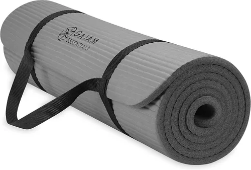 Miniatura 12 de Gaiam Essentials - Alfombrilla de yoga y pilates, fitness y ejercicio de 2/5 pulgadas de grosor (0.394 in) con correa de transporte fácil de Balsam
