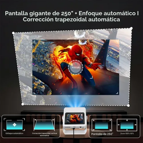 Miniatura 6 de Proyector con soporte 4K con WiFi y Bluetooth, Proyector inteligente portátil al aire con pantalla táctil, enfoque automático y control táctil