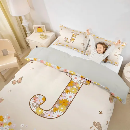 Miniatura 17 de Erosebridal Groovy - Juego de ropa de cama con inicial B de flores de los años 60S y 70S, funda de edredón floral vintage, juego de cama retro