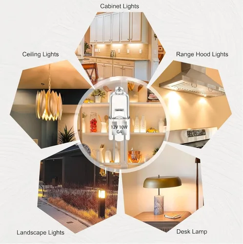 Miniatura 2 de Bombilla halógena G4, bombillas halógenas de 12 V 10 W, 2 pines, bombilla LED G4 de repuesto para luz de disco debajo del gabinete, candelabros