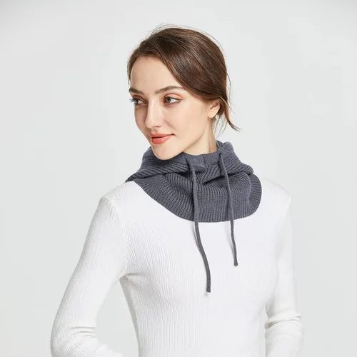 Miniatura 2 de Facecozy Sombreros de invierno para mujer, gorro cálido con capucha para mujer, pasamontañas, gorro de punto con cordón