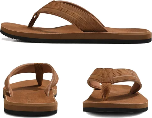 Miniatura 3 de AX BOXING Chanclas de cuero para hombre, sandalias cómodas y casuales
