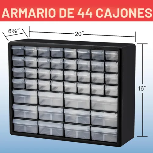 Miniatura 3 de Akro-Mils 10144 - Gabinete con 44 cajones de plástico para organización de garaje, organizador de cuentas, almacenamiento de bloques de Rojo