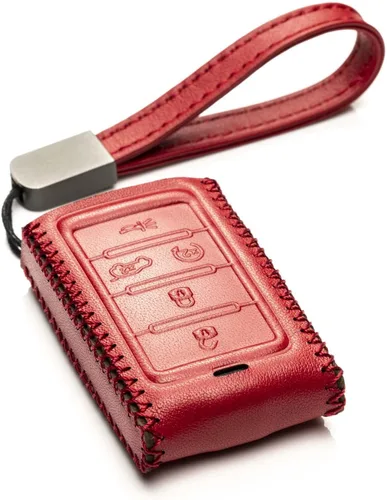 Miniatura 12 de Vitodeco Funda de cuero genuino para llavero inteligente compatible con Jeep Wagoneer, Grand Wagoneer, Grand Cherokee 2022-2025 (5 botones, negro)