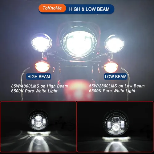 Miniatura 6 de Faro delantero LED de 7 pulgadas cromado con luces antiniebla para motocicleta, lámpara compatible con Harley Davidson Touring Road King Ultra