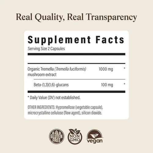 Miniatura 9 de Real Mushrooms Tremella - Extracto de hongo de 120 unidades para rutina diaria de bienestar, vegano, sin OMG, suplementos orgánicos, suplemento