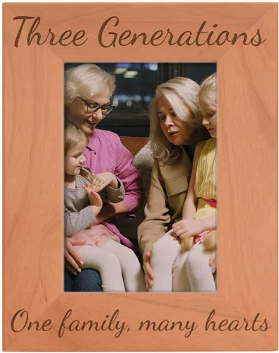 Miniatura 8 de Gifts For All By Rachel Olevia Five Generations One Family Many Hearts - Marco de fotos de madera natural grabado de 4 x 6 pulgadas, diseño