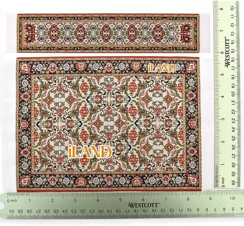 Miniatura 5 de iLAND Accesorios para casa de muñecas en miniatura de alfombra tejida de casa de muñecas de 9.4 x 5.7 pulgadas, 9.2 x 1.8 pulgadas, para muebles