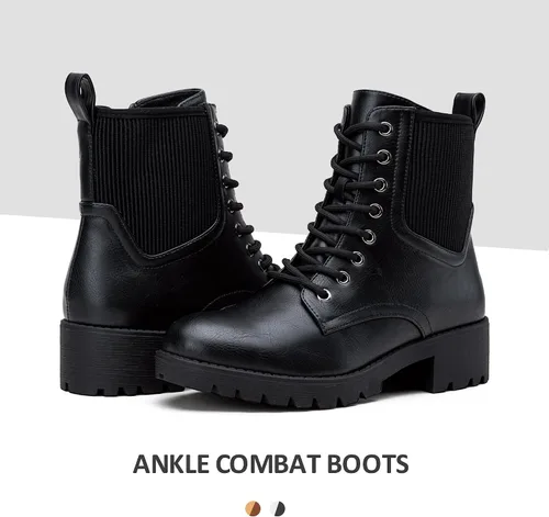 Miniatura 7 de Vepose Botas de tobillo para mujer, 16 tobilleras, estilo chelsea, con cordones, con cremallera, para mujer