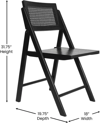 Miniatura 3 de Flash Furniture Galene Cane - Juego de sillas plegables de ratán con marco y asiento de madera maciza, respaldo ventilado, solución para asientos