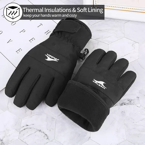 Miniatura 5 de Achiou Guantes de esquí para niños, guantes de nieve impermeables de invierno para niños, guantes de snowboard cálidos para pantalla táctil