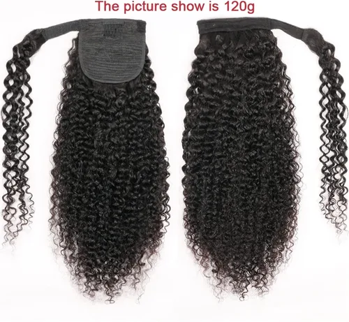 Miniatura 5 de Extensiones de cabello rizado con cola de caballo de 12 a 26 pulgadas, extensiones de cabello real con cola de caballo rizada, para mujeres negras
