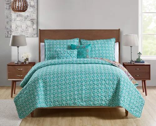 Miniatura 6 de VCNY HOME Yara Collection - Juego de edredón reversible ultra suave, ligero, fresco y transpirable, lavable a máquina, individual XL, aguamarina, 4
