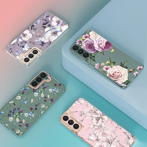Miniatura 3 de MILPROX Compatible con Samsung Galaxy S22 Funda de Flores, bonito diseño de funda para niñas y mujeres, a prueba de golpes, patrón floral, parte
