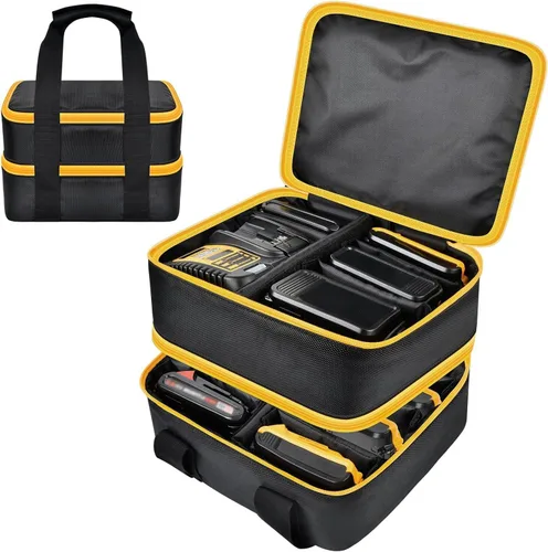 Bolsa de Almacenamiento de Batería Grande para DEWALT/para Milwaukee 20v/ 18v/ 12v Batería y Cargador, Estuche Portátil para Baterías de