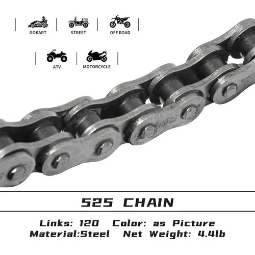 Miniatura 3 de Cadena de motocicleta de 525 pasos sin junta tórica para Yamaha YZF-R6 R1 MT-07 MT-09 MT-10 FZ-07 FZ-08 FZ-09 XSR700 XSR900 Tracer 900 XTZ690 Tenere