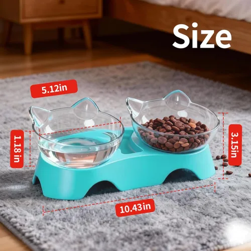 Miniatura 5 de MILIFUN Cuencos para gatos, cuencos elevados inclinados, antivómitos para cachorros y conejos, cuenco ortopédico para interiores (azul)