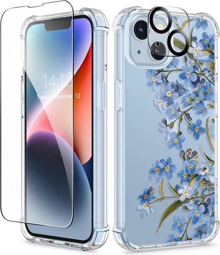 Miniatura 139 de GVIEWIN - Funda floral para iPhone 14 de 6.1 pulgadas, protector de pantalla + protector de lente de cámara, no se amarillenta, a prueba de golpes