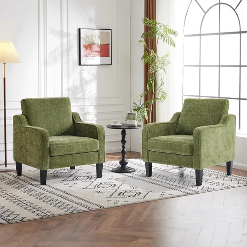 Miniatura 10 de VINGLI Juego de 2 Sillas de Acento Modernas, Sillas Beige para Sala de Estar, Sillón Cómodo para Dormitorio, Silla de Sofá Tapizada, Silla