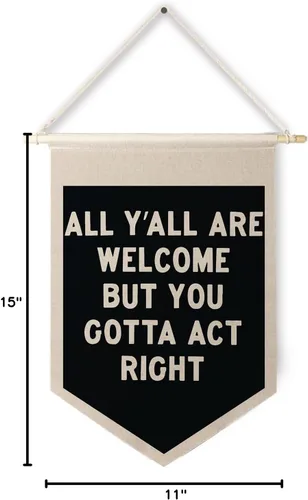 Miniatura 7 de Qpenm Todas Son Bienvenidas Bandera Colgante de Lona para Pared, Impresiones de Banderín Colgante de Bienvenida, Carteles Graciosos e Impresiones