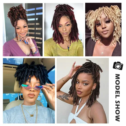 Miniatura 8 de WIGNEE Cabello de Ganchillo 120 Hebras Locs Sintéticos 8 Pulgadas Locs Suaves Pre-Trenzados 6 Paquetes Cabello de Ganchillo Pre-Anudado para Mujeres