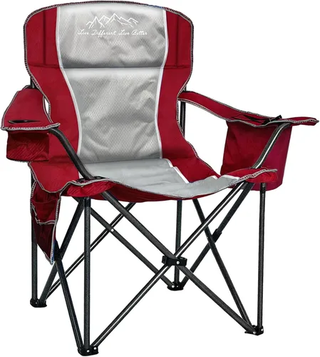 Miniatura 11 de Silla de campamento de gran tamaño, capacidad de 500 libras para personas grandes y altas, silla plegable acolchada extra ancha para personas