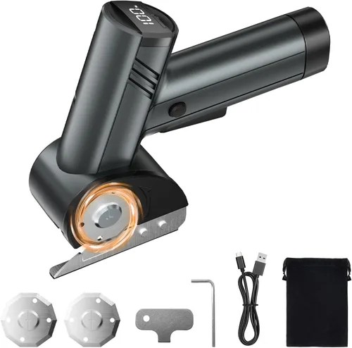 Miniatura 3 de Tijeras eléctricas inalámbricas, cortador de caja de cartón recargable, tijeras de tela potentes de 4 V con 2 cuchillas de seguridad, cortador