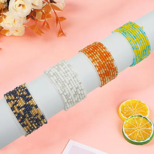 Miniatura 36 de 4 cuentas de cintura africana hechas a mano de 50 pulgadas para mujer, no elásticas (corbata)