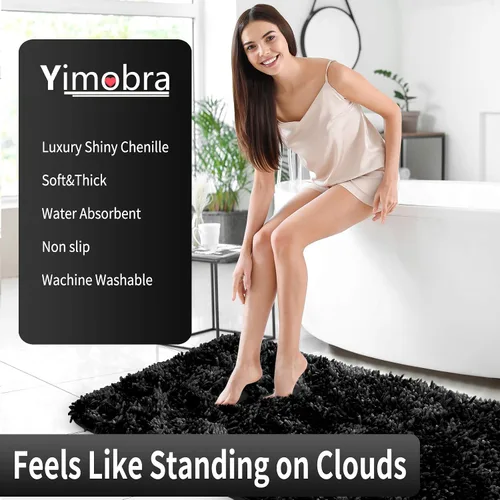 Miniatura 5 de Yimobra Alfombra de baño de alta calidad, antideslizante, esponjosa, increíblemente suave, cómoda, extra gruesa, absorbente de agua, tapetes